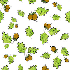 Image showing seamless background with oak leaves and acorns