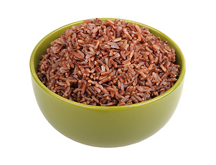 Image showing red rice in a green bowl