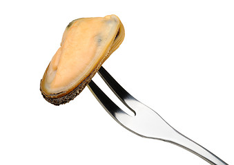 Image showing mussel on a fork