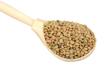 Image showing lentils in wooden spoon