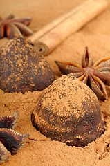 Image showing cinnamon chocolate truffles and Star anise