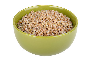 Image showing Boiled buckwheat in a green bowl