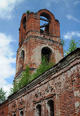 Image showing Detail of Half-ruined Russian Orthodox Church