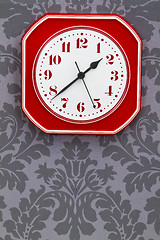 Image showing Red vintage kitchen clock