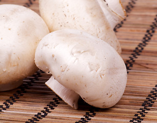 Image showing Raw White Champignon Mushroom closeup