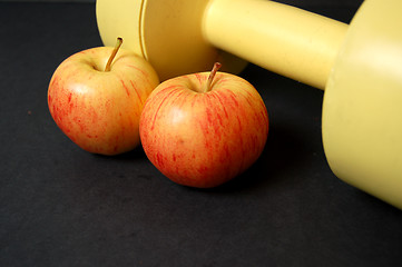 Image showing Apples and Dumbbell