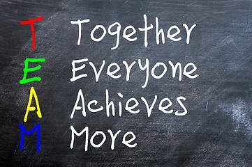 Image showing TEAM acronym for Together Everyone Achieves More 