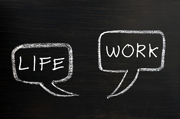 Image showing Two speech bubbles for life and work