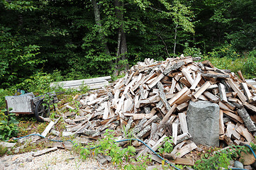Image showing Wood stockpiled.