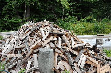 Image showing Wood stockpiled.