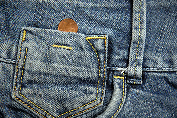 Image showing 1 cent of euro in the pocket 