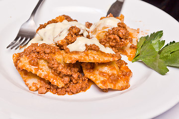 Image showing Ravioli with meat sauce