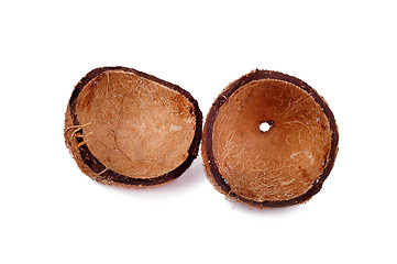 Image showing The shell of a coconut isolated on white background