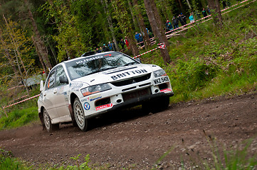 Image showing C. Britton driving Subaru Impreza