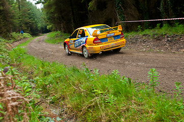 Image showing P. Barrett driving Mitsubishi Evo