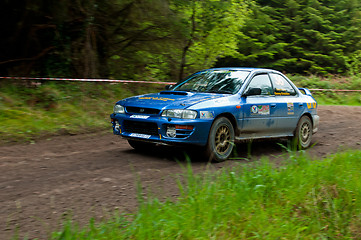 Image showing D. Creedon driving Subaru Impreza