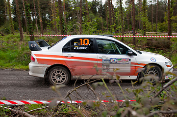 Image showing G. Lucey driving Mitsubishi Evo