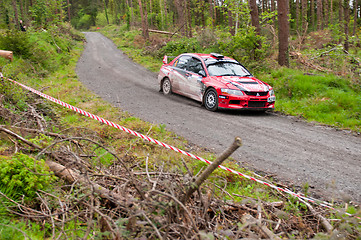 Image showing P. O' Connell driving Mitsubishi Evo