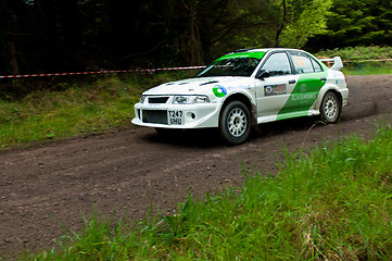 Image showing J. Laverty driving Mitsubishi Evo