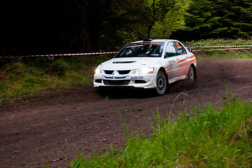 Image showing G. Lucey driving Mitsubishi Evo