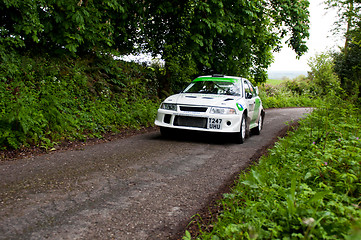 Image showing J. Laverty driving Mitsubishi Evo