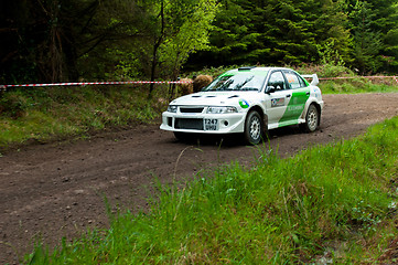 Image showing J. Laverty driving Mitsubishi Evo