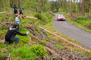 Image showing P. O' Connell driving Mitsubishi Evo