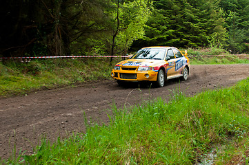 Image showing P. Barrett driving Mitsubishi Evo