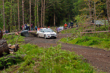 Image showing C. Britton driving Subaru Impreza