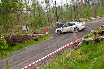 Image showing C. Britton driving Subaru Impreza
