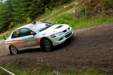 Image showing G. Lucey driving Mitsubishi Evo