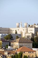 Image showing rooftop view of church and architecture Jerusalem Israel 