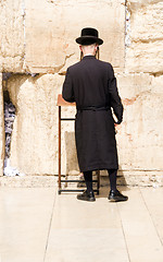 Image showing Hasidic Chassidic Jews praying at The Western Wall Jerusalem Isr