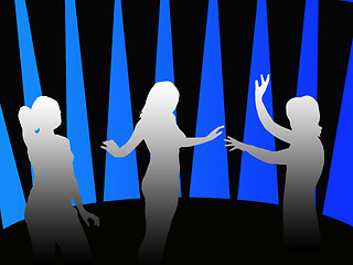 Image showing Silhouettes of girls dancing in a disco