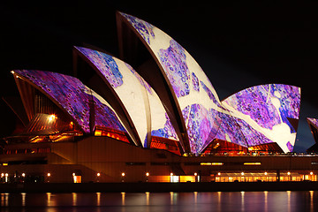 Image showing EDITORIAL Sydney Opera House illuminated during Vivid Festival