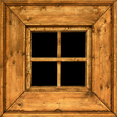 Image showing Old wooden rural window frame