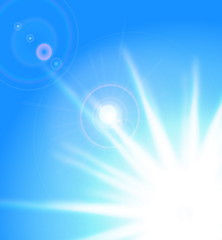 Image showing Vector sun on blue sky with lenses flare, eps10 