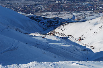 Image showing ski resort and  snow mountains in Turkey Palandoken Erzurum