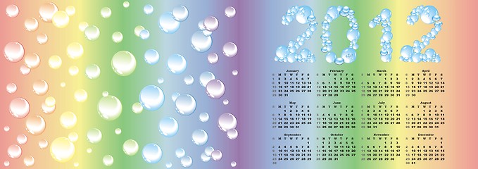 Image showing vector calendar 2012  on rainbow bubble background 