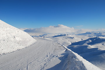 Image showing road in snow mountains