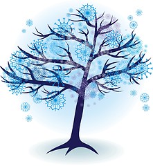 Image showing season tree for winter with snowflakes 