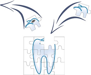 Image showing dental care of tooth piece with caries in puzzle concept