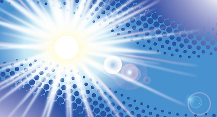 Image showing Vector sun on blue sky with lenses flare, eps10 