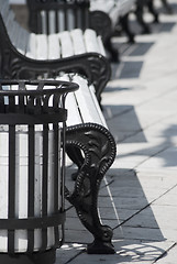 Image showing white benches in a park