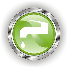 Image showing green web glossy button  or icon  with wave