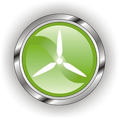 Image showing green web glossy button  or icon  with wave