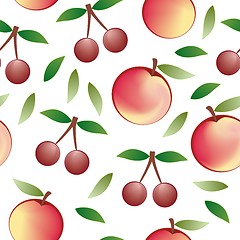 Image showing apple and cherry - seamless pattern and abstract nature background  