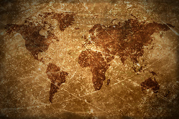 Image showing aged  vintage world map texture and background 