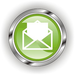 Image showing green web glossy button  or icon  with wave