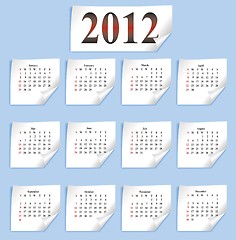 Image showing vector calendar 2012 on white paper 